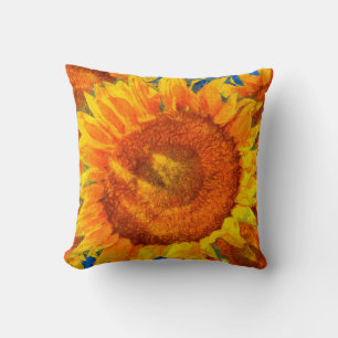 Sunflowers arrangement. Van Gogh style imitation. Cushion