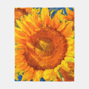 Sunflowers arrangement. Van Gogh style imitation. Fleece Blanket