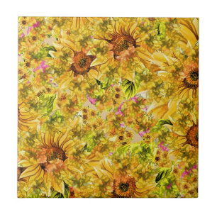 Sunflowers Art Ceramic Tile