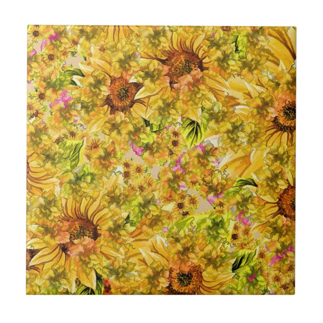 Sunflowers Art Ceramic Tile (Front)