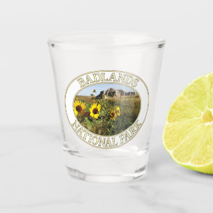Sunflowers at Badlands National Park in SD Shot Glass