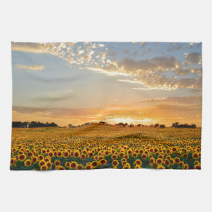 Sunflowers at Sunset Tea Towel