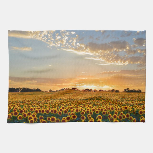 Sunflowers at Sunset Tea Towel (Horizontal)
