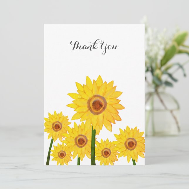 Sunflowers Authentic Hand Drawing Thank You Card (Standing Front)
