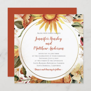 Sunflowers Autumn Fall Floral Wedding Invitation
