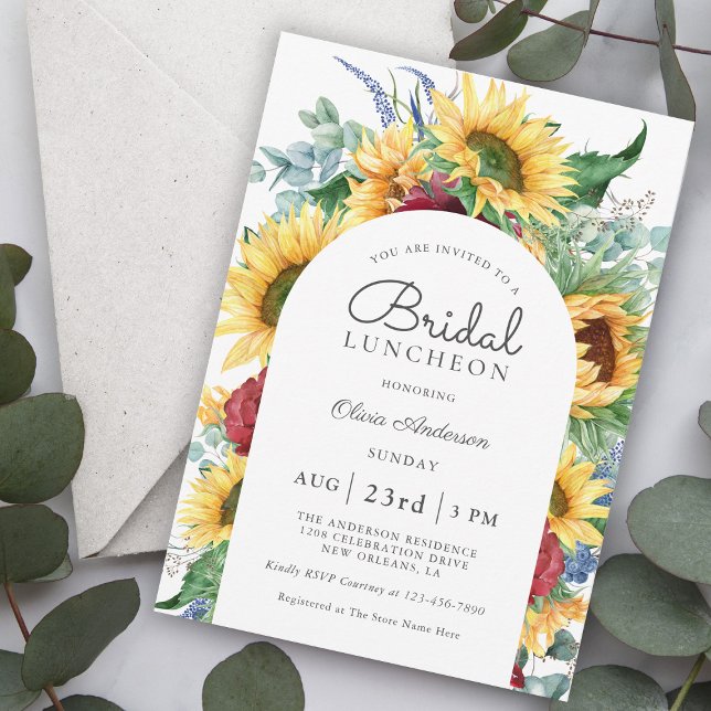 Sunflowers Autumn Floral Bridal Luncheon Invitation (Creator Uploaded)