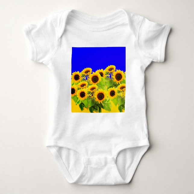 Sunflowers Baby Bodysuit Ukraine Flag Colours (Front)