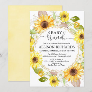 Sunflowers baby brunch shower, gender neutral invitation