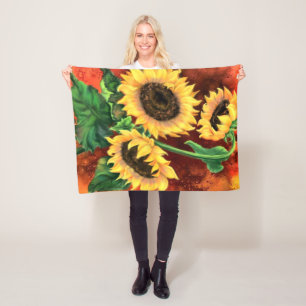 Sunflowers Baby Fleece Blanket - Painting