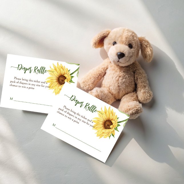 Sunflowers baby in bloom baby shower diaper raffle enclosure card (Sunflowers baby in bloom baby shower diaper raffle enclosure cards sunflowers raffle tickets)