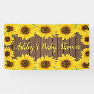 Sunflowers Baby Shower Backdrop Rustic Wood Prop Banner