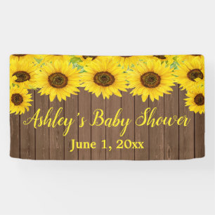 Sunflowers Baby Shower Backdrop Rustic Wood Prop Banner