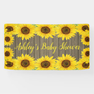 Sunflowers Baby Shower Backdrop Rustic Wood Prop Banner