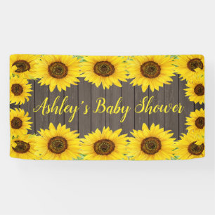 Sunflowers Baby Shower Backdrop Rustic Wood Prop Banner