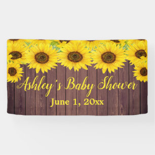 Sunflowers Baby Shower Backdrop Rustic Wood Prop Banner