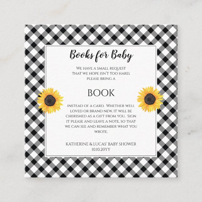 Sunflowers Baby Shower Book Request Enclosure Card (Front)