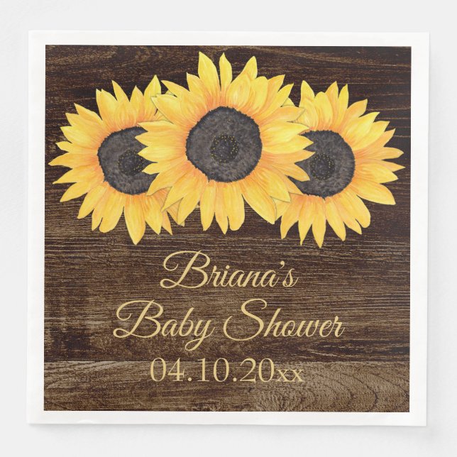 Sunflowers Baby Shower Dinner Napkin (Front)