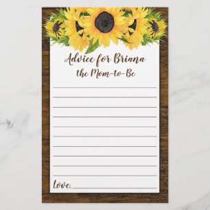 Sunflowers Baby Shower Games  Advice and Wishes