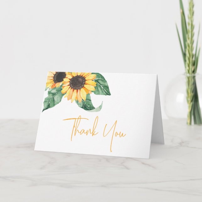 Sunflowers Baby Shower Thank You Card (Front)