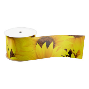 Sunflowers background satin ribbon