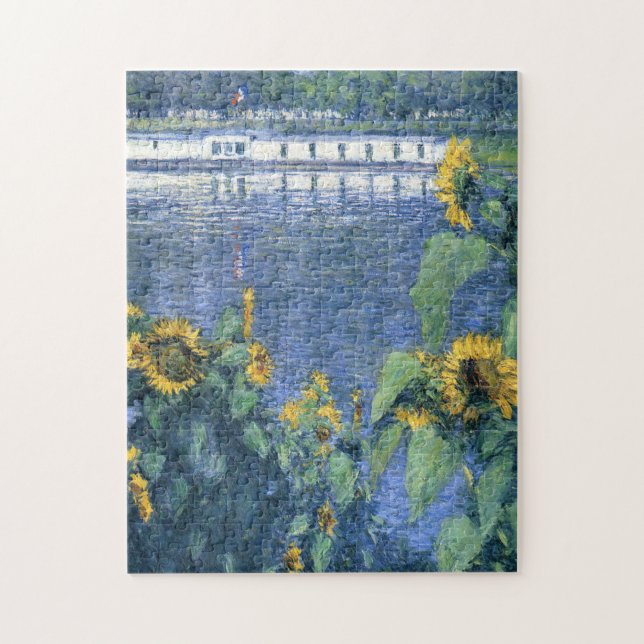 Sunflowers Bank of the Seine by Caillebotte Jigsaw Puzzle (Vertical)