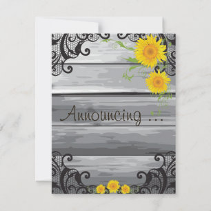 Sunflowers Barn Wood Collection Engagement Announ Announcement