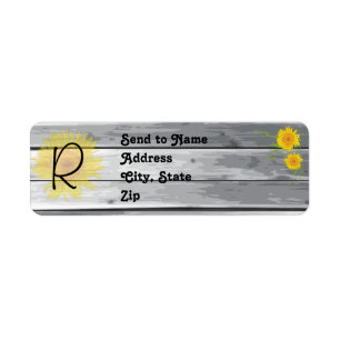 Sunflowers Barn Wood Collection Monogram Address Return Address Label