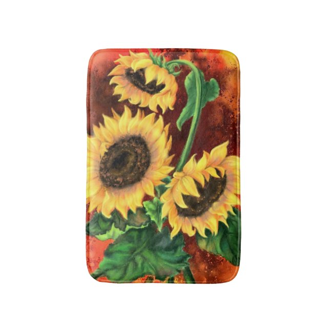 Sunflowers Bath Mat (Front Vertical)