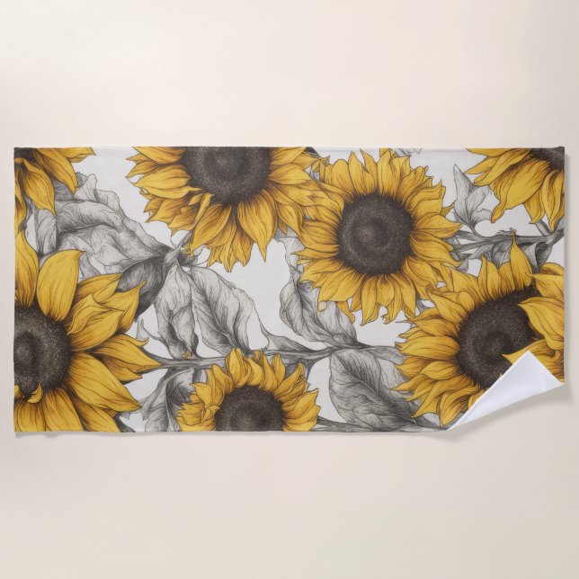 Sunflowers Beach Towel (Front)