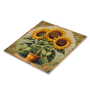 Sunflowers Beautiful Modern Collection Ceramic Tile