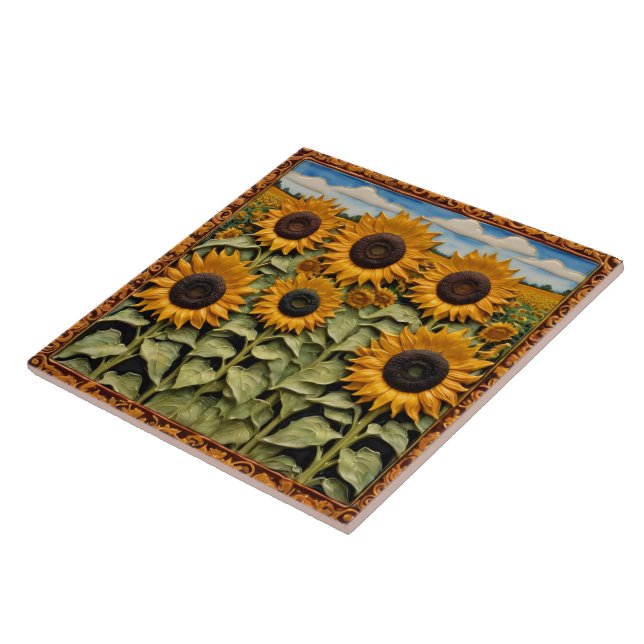 Sunflowers Beautiful Trendy Collection Ceramic Tile (Side)
