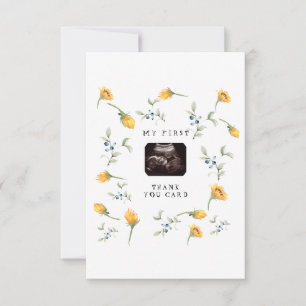 Sunflowers, Berries & Foliage Funny Baby Shower  Thank You Card