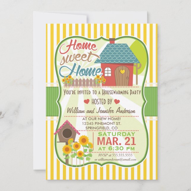 Sunflowers & Birdhouse Housewarming Party Invitation (Front)