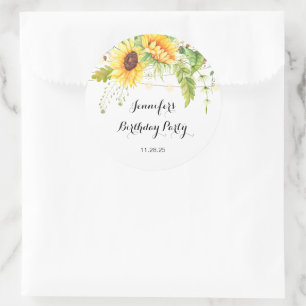 Sunflowers Birthday Classic Round Sticker