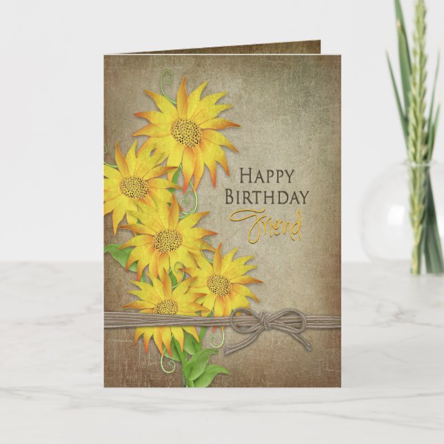 Sunflowers - Birthday - Friend Card (Front)