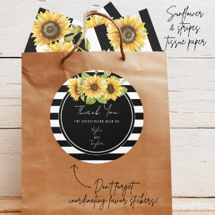 Sunflowers Black and White Stripes Tissue Paper