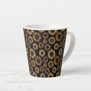 Sunflowers black gold elegant  latte mug
