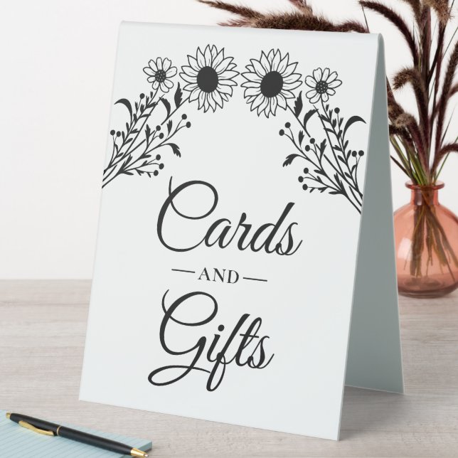 Sunflowers Black White Floral Cards Gifts Wedding  (In SItu (Table))