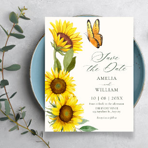 Sunflowers bloom wedding invitation