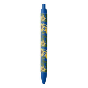 Sunflowers Blue by Julia Morrill Black Ink Pen