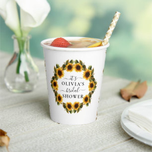 Sunflowers Boho Elegant Bridal Shower Paper Cups