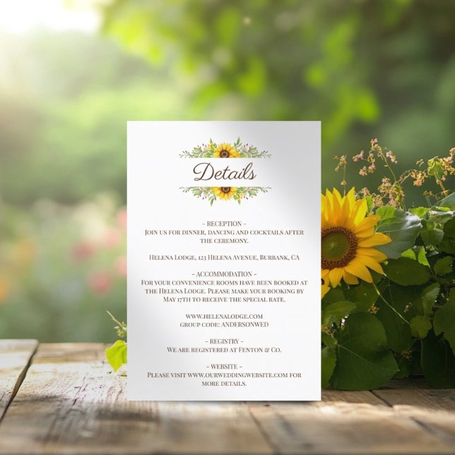 Sunflowers Boho Floral Wedding Enclosure Card (Creator Uploaded)