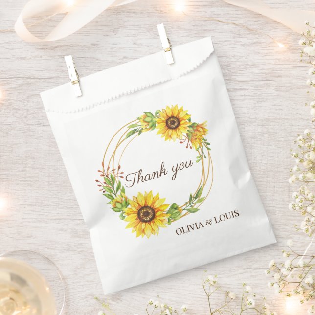 Sunflowers boho wedding  favour bag (Clipped)