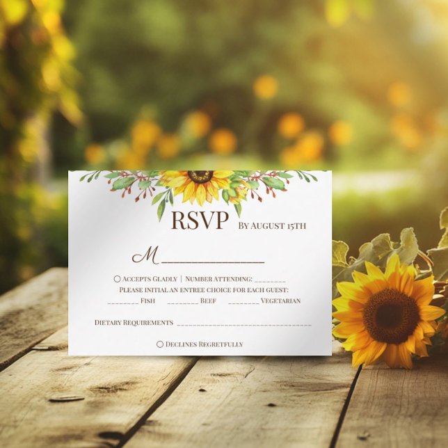 Sunflowers bono wedding romantic summertime  RSVP card (Creator Uploaded)