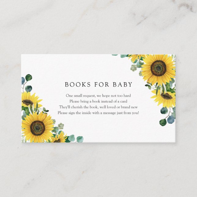 Sunflowers Books for Baby insert card (Front)