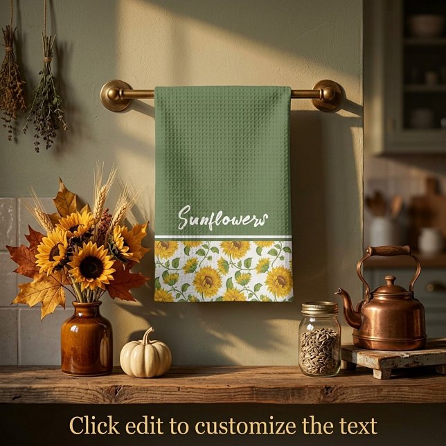 Sunflowers border custom Kitchen Towels (Creator Uploaded)