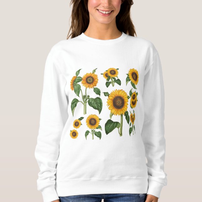 Sunflowers Botanical Greenery Sweatshirt (Front)