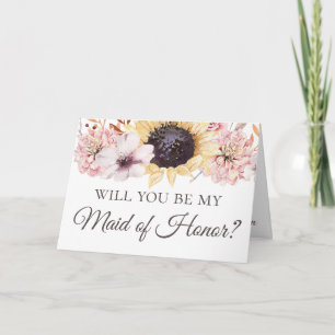Sunflowers Bouquet Be My Bridesmaid Maid of Honour Card