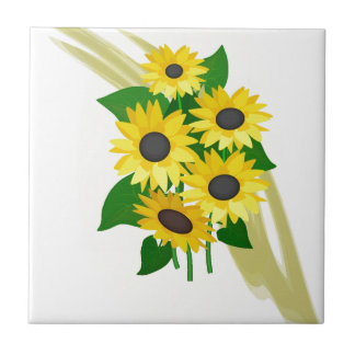 Sunflowers Bouquet Ceramic Tile