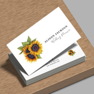 Sunflowers bouquet modern elegant wedding planner business card